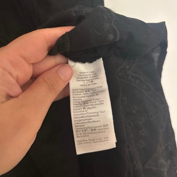 NWT J.Crew Tie Neck Midi Dress With Eyelet Dress Black Size 10 - Picture 8 of 10